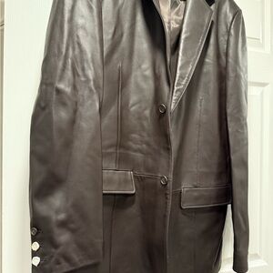Apt. 9 Men's Dark Brown Leather Trench Coat